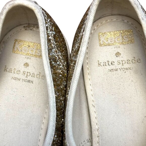 KATE SPADE KEDS Collab Silver Glitter Sparkle Sneakers Size 9 - Picture 8 of 11